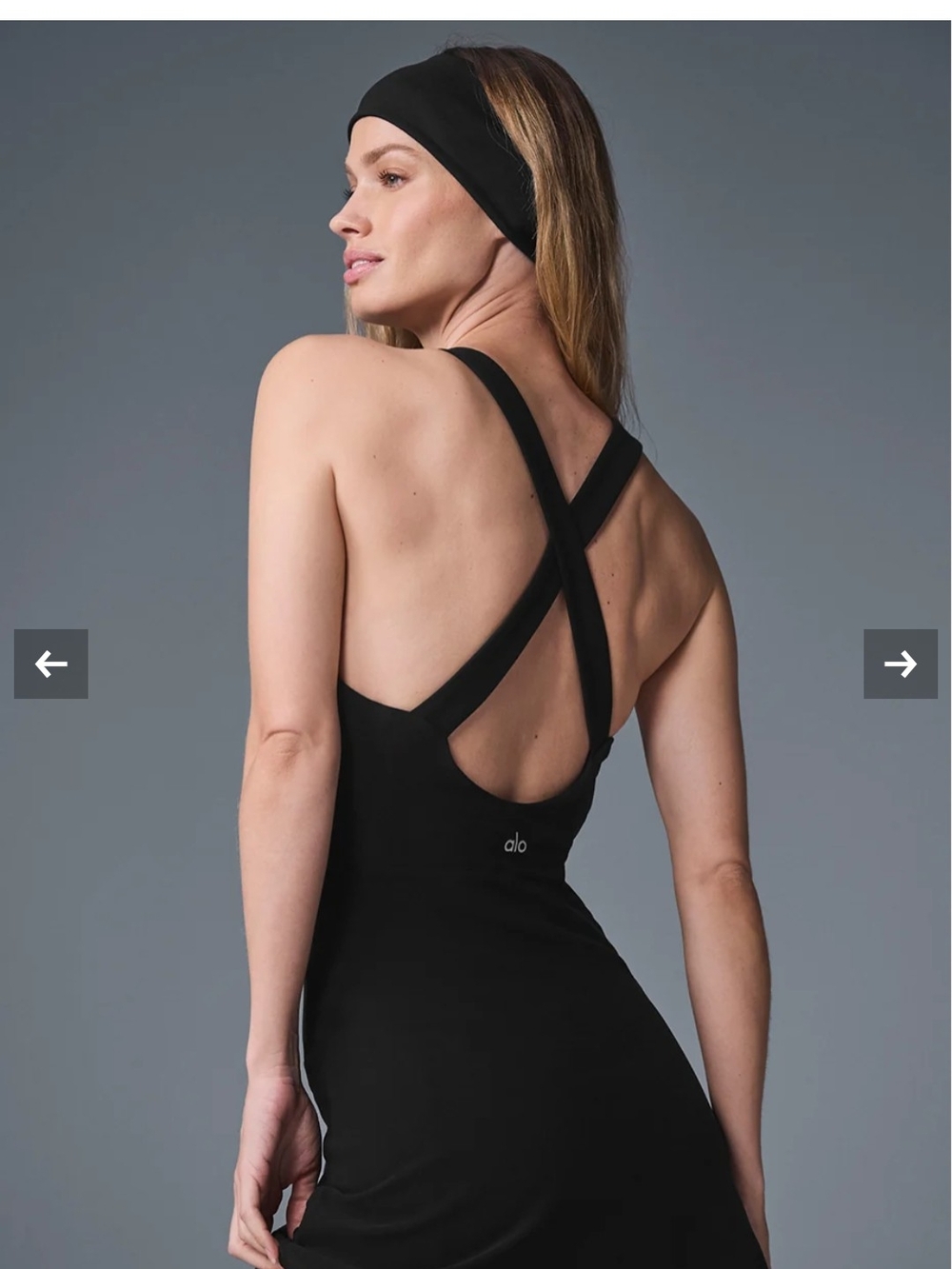 ALO Yoga Black Cross-Back Backless Dress